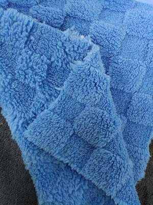 150-170 cm Błękitno-niebieski, dwustronny, recykling jacquard, betonowy aksamit bawełniany